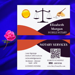 Custom Red White Black Notary Card Template 