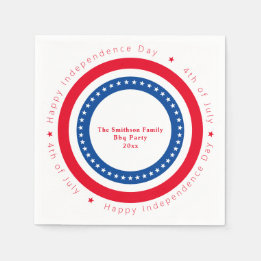 Custom Red White Blue Happy Independence Day  Napkin