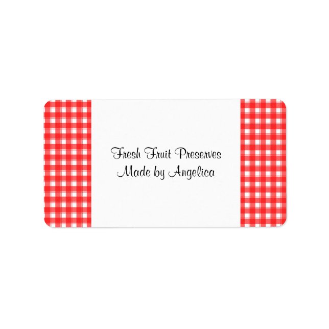 Custom Red White Country Plaid Canning Labels (Front)