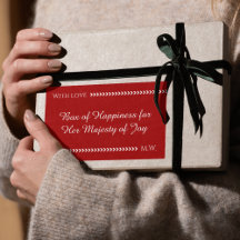 Custom Red & White Elegant Rectangle Sticker 