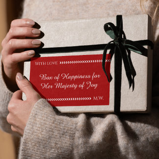 Custom Red & White Elegant Rectangle Sticker 