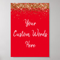 Custom Red White & Gold Birthday Party Photo Prop