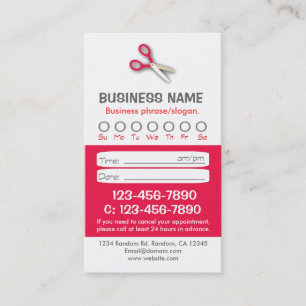 Custom red white hair appointment cards