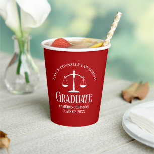 Custom Red White Law School Graduation Party Paper Cups