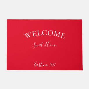 Custom Red White Modern Welcome Doormat