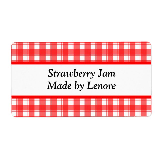Custom Red White Plaid Canning or Soap Labels (Front)