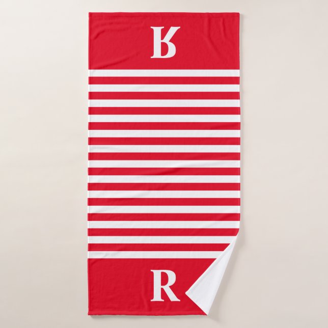 Custom Red/White Stripes Bath Towel (Bath Towel)