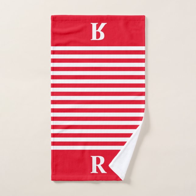 Custom Red/White Stripes Hand Towel (Hand Towel)