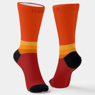 Custom Red Yellow Orange Maroon Colour Block Socks