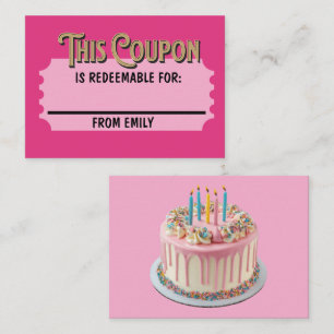 Custom Redeemable Ticket Gift Celebration Coupon Card