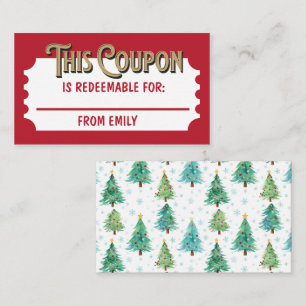 Custom Redeemable Ticket Gift Coupon Xmas Card 