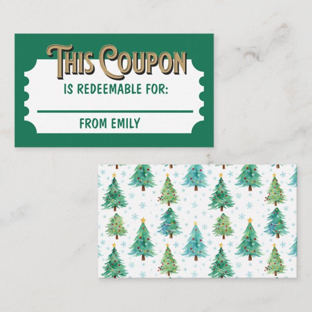 Custom Redeemable Ticket Gift Coupon Xmas Card  (Front/Back)