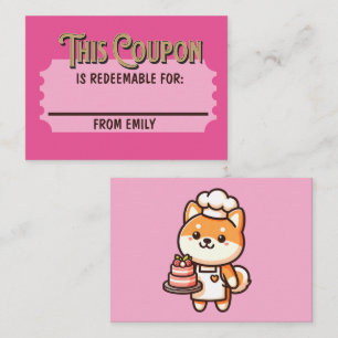 Custom Redeemable Ticket Gift Shiba Cake Coupon Card