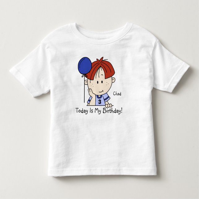 Custom Redhead Boy With Balloon Birthday T-shirt (Front)