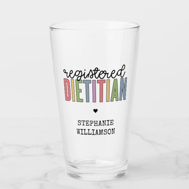 Custom Registered Dietician Multicolored RD Glass (Front)