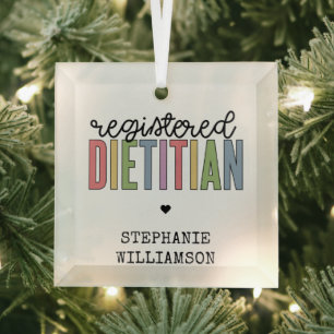 Custom Registered Dietician Multicolored RD Glass Tree Decoration