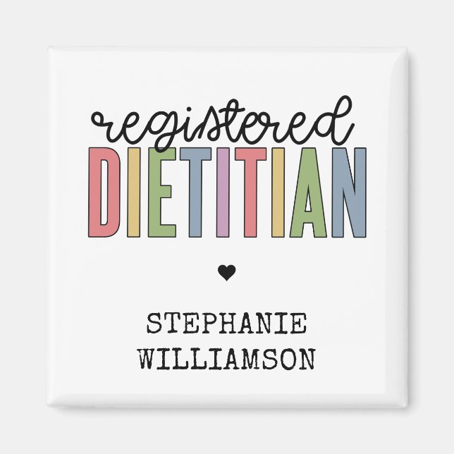Custom Registered Dietician Multicolored RD  Magnet (Front)