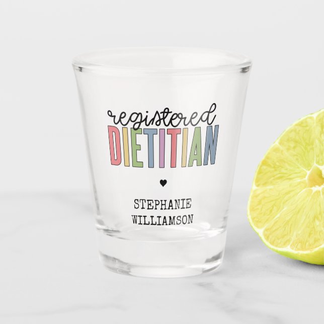 Custom Registered Dietician Multicolored RD Shot Glass (Front)