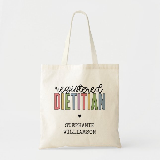 Custom Registered Dietician Multicolored RD Tote Bag (Front)