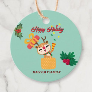Custom Reindeer Christmas Holiday Gift Tags