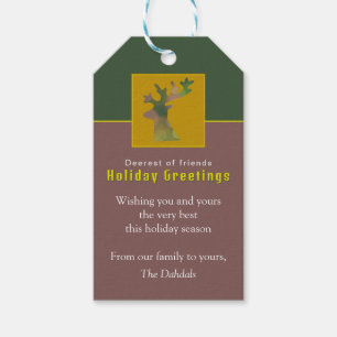 Custom Reindeer Pine Green Red Elegant Christmas Gift Tags