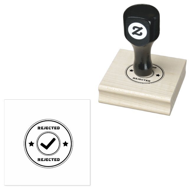 Custom REJECTED Red Ink Office Wood Tool Vermilion Rubber Stamp (Stamped)