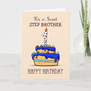 Custom Relation, 1st Birthday, 1 on Blue Cake Card