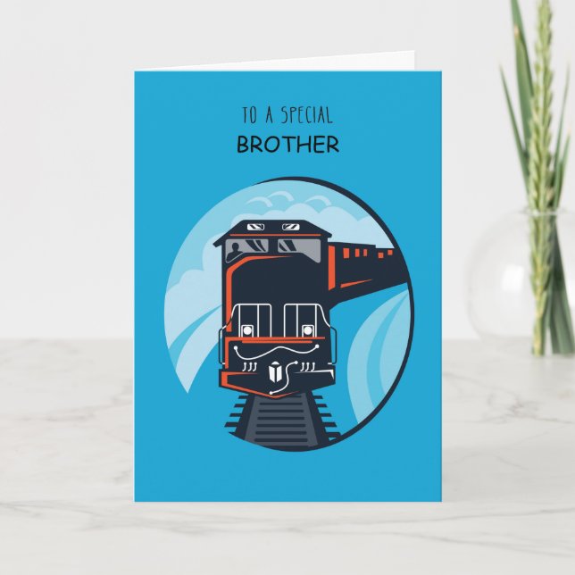 Custom Relationship, Age Brother 5th Birthday Trai Card (Front)