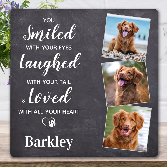 Custom Remembrance 3 Photo Pet Dog Memorial  Plaque (Creator Uploaded)