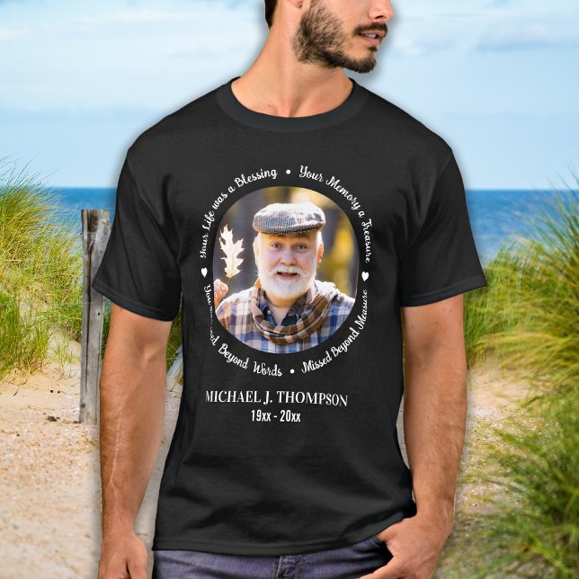 Custom Remembrance Modern Photo Memorial Walk T-Shirt (Creator Uploaded)