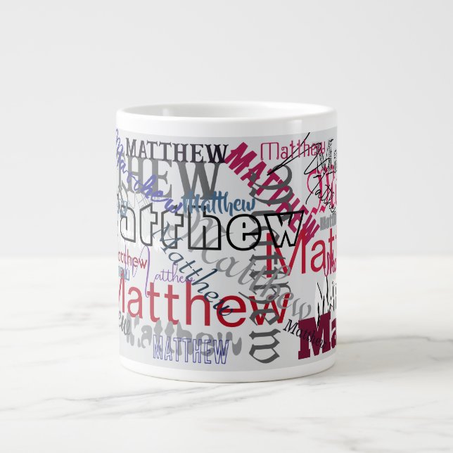 Custom Repeated Name Word Grafitti  Large Coffee Mug (Front)