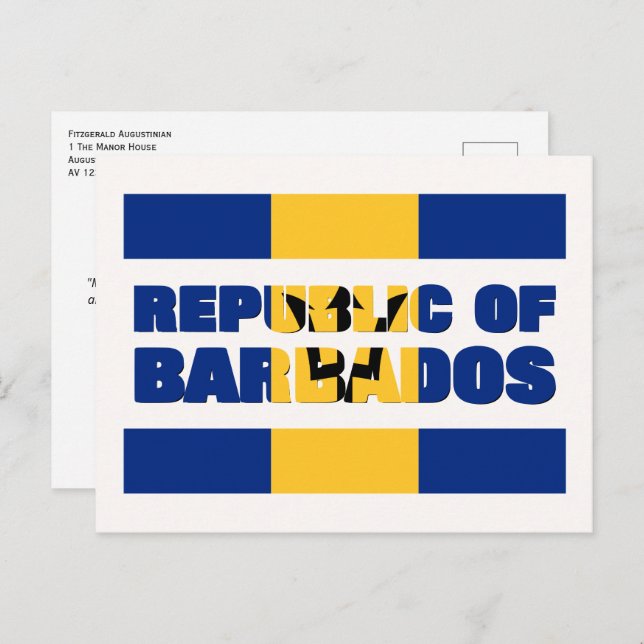 Custom REPUBLIC OF BARBADOS Holiday Postcard (Front/Back)