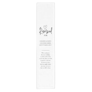 Custom Reserved Memorial Wedding Chair Fabric Sign Short Table Runner