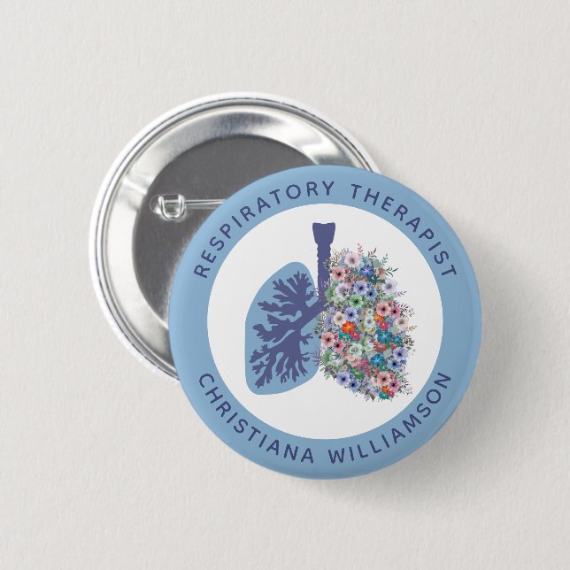 Custom Respiratory Therapist Floral Lungs Gift 6 Cm Round Badge (Front & Back)