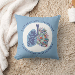 Custom Respiratory Therapist Floral Lungs Gift Cushion