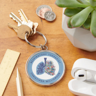 Custom Respiratory Therapist Floral Lungs Gift Key Ring