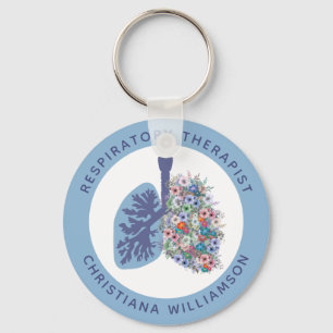 Custom Respiratory Therapist Floral Lungs Gift Key Ring