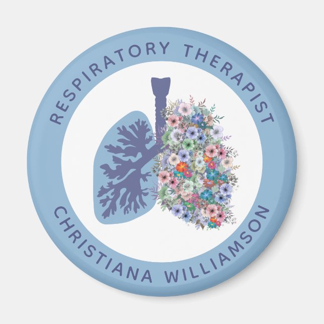 Custom Respiratory Therapist Floral Lungs Gift Magnet (Front)