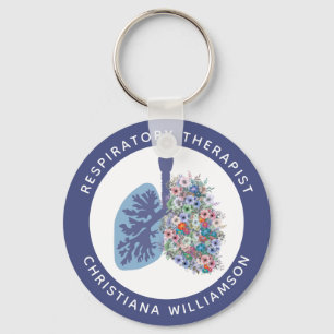 Custom Respiratory Therapist Floral Lungs Key Ring