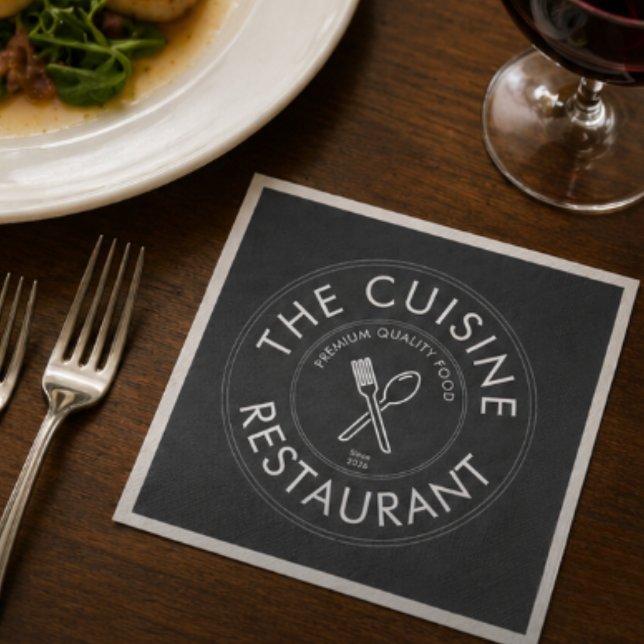 Custom Restaurant Logo Modern Square  Napkin (Custom Restaurant Logo Modern Square Napkins)