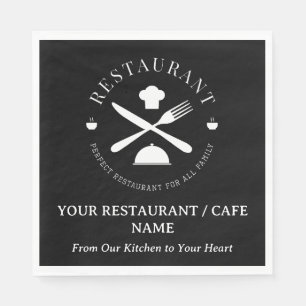 Custom Restaurant or Cafe or Diner Black Napkin