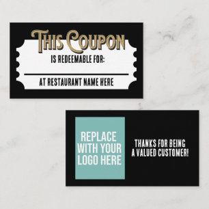 Custom Restaurant Redeemable Ticket Gift Coupon Enclosure Card