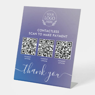 Custom Retail Pedestal Sign with Multi-QR Code Pay