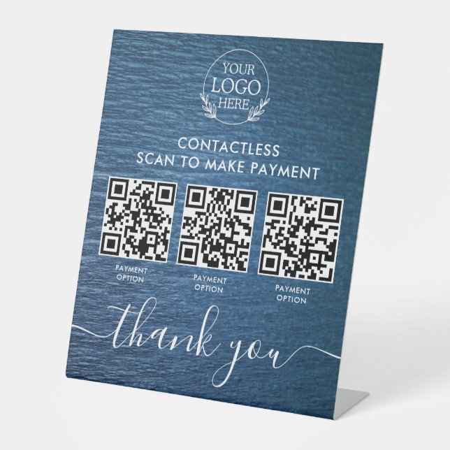 Custom Retail Pedestal Sign with Multi-QR Code Pay (Front)