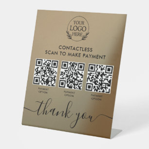 Custom Retail Pedestal Sign with Multi-QR Code Pay