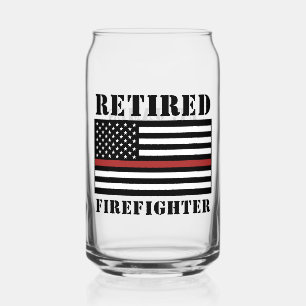 Custom Retired Firefighter Thin Red Line  Can Glass