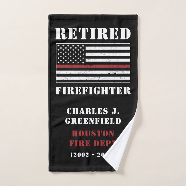Custom Retired Firefighter Thin Red Line Gifts Hand Towel (Hand Towel)