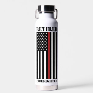 Custom Retired Firefighter Thin Red Line Water Bottle