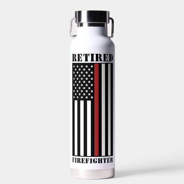 Custom Retired Firefighter Thin Red Line  Water Bottle (Front)