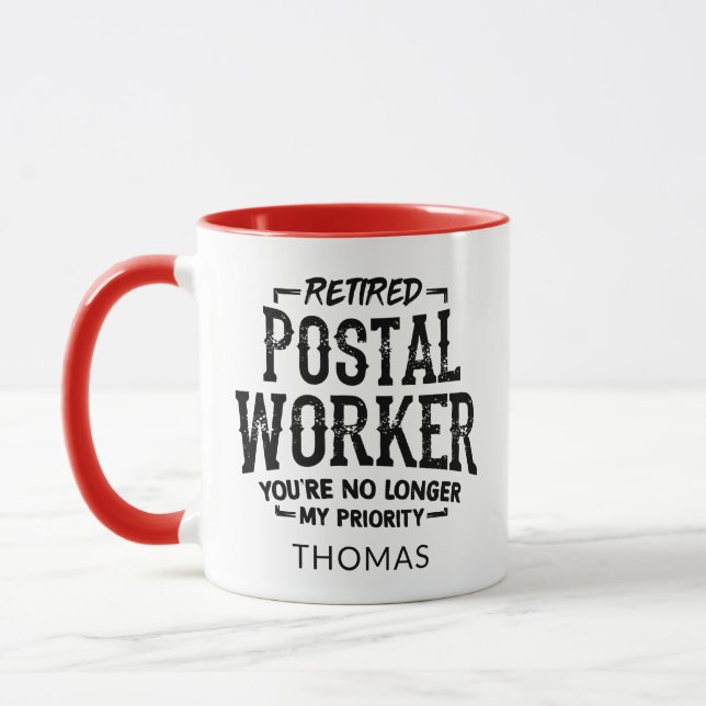 Custom Retired Postal Worker Retirement Mailman Mug (Left)